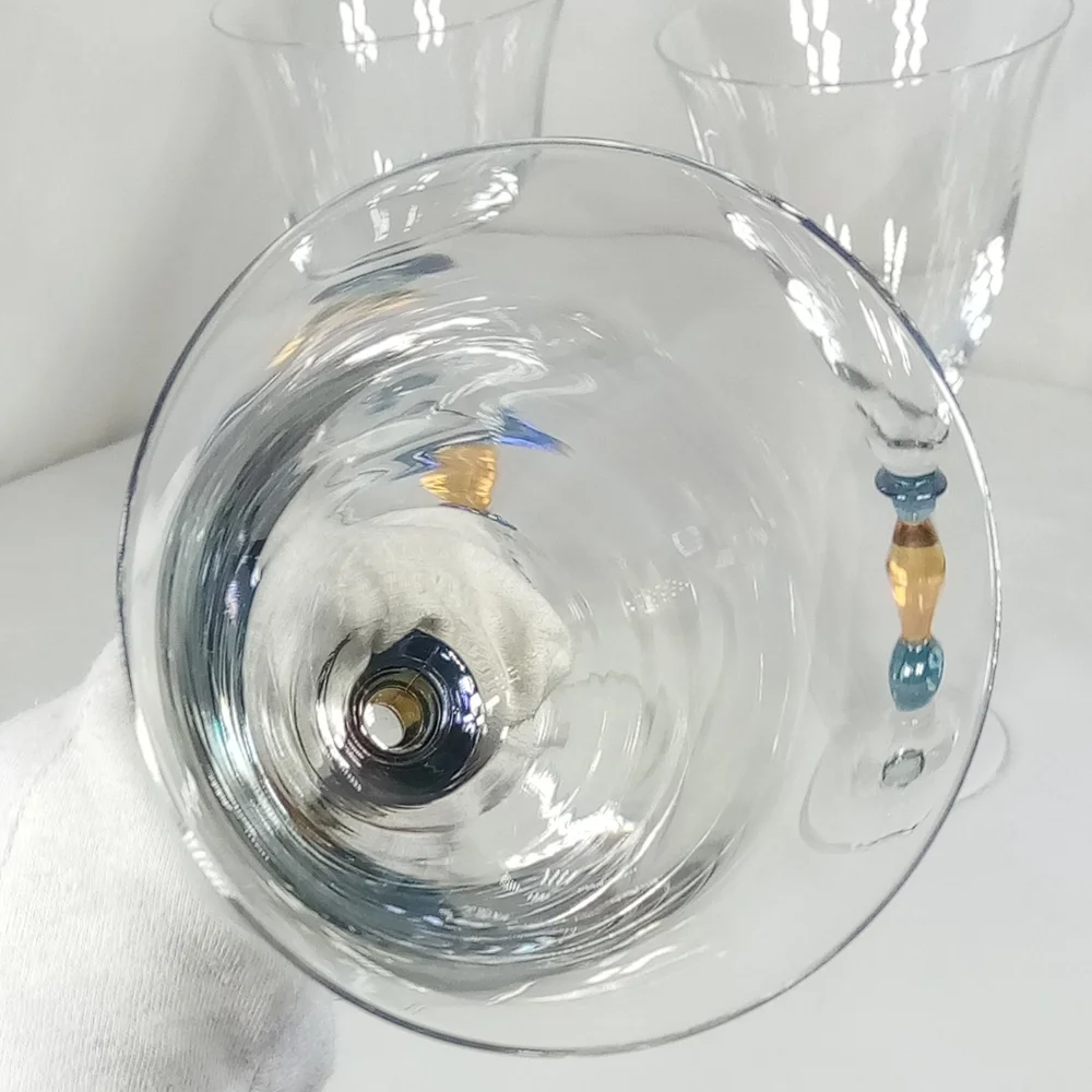 Set Of 3 Mikasa Estate Clear Amber Wine Glass Goblet